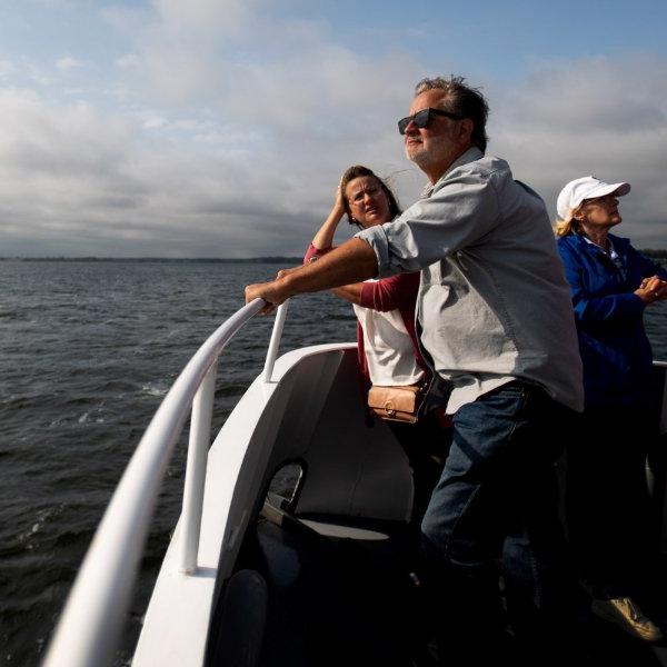 U.S. Senator Gary Peters gazes out at Muskegon Lake